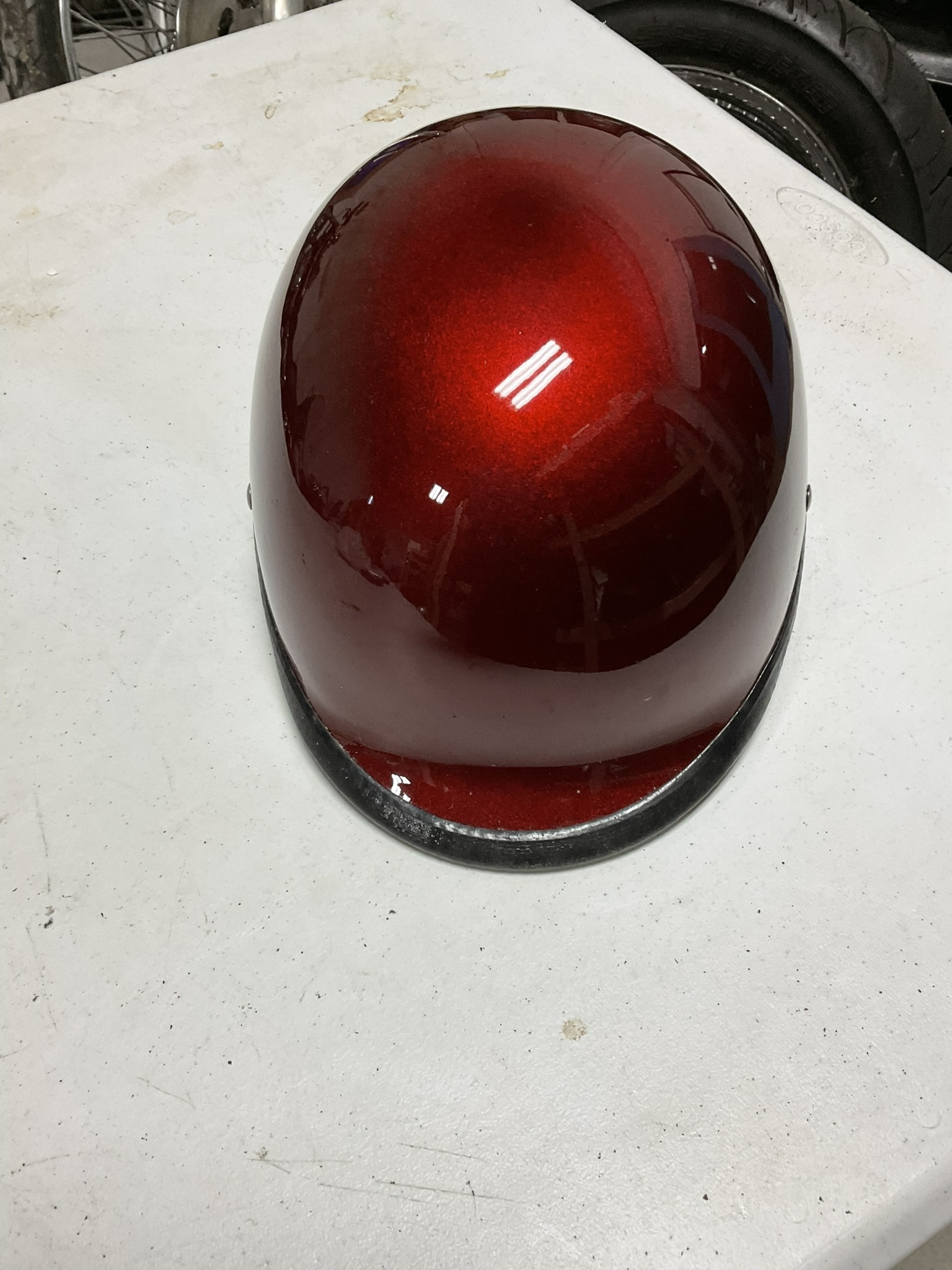 Large Metallic Red Flake Motorcycle Half Shell Helmet