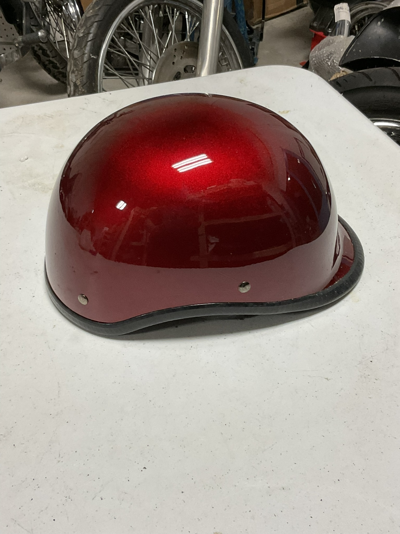 Large Metallic Red Flake Motorcycle Half Shell Helmet