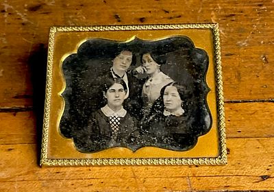 Circa 1855-1865 Half-Plate Ambrotype Group Portrait of Four Women. A mid-19th century half-plate 