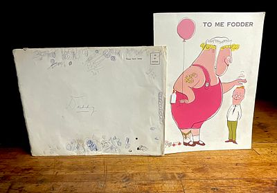 Circa 1950s-1960s Oversized Napoleon Prints Humorous Father’s Day Greeting Card and Envelope. A 