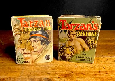 1930s-1940s Two Tarzan Better Little Books by Edgar Rice Burroughs with Original Dust Jackets. Th 