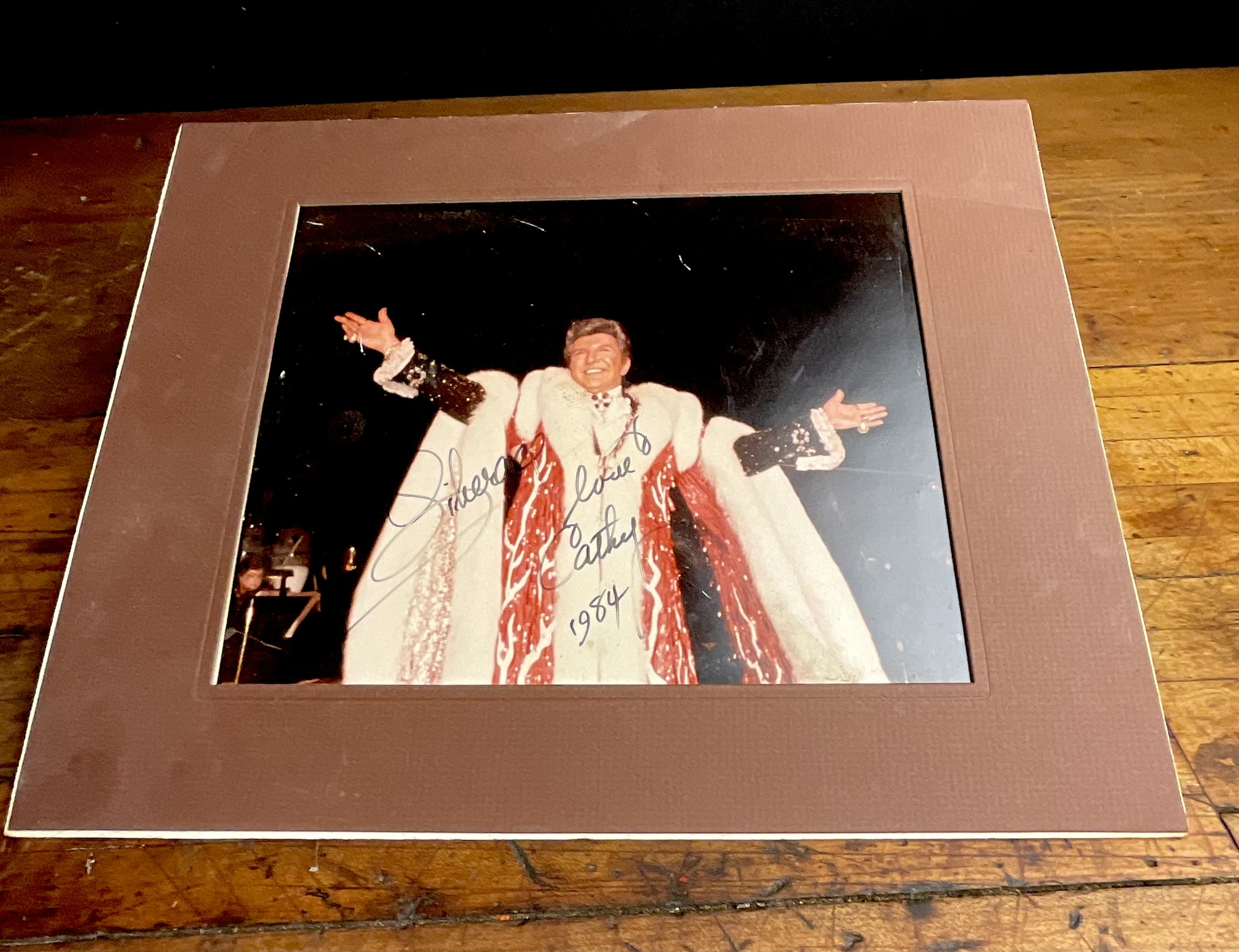Liberace Autographed Stage Portrait Dated 1984