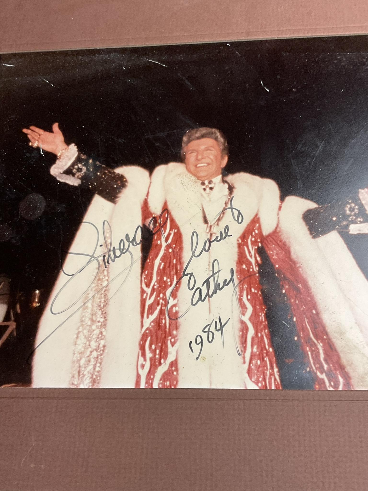 Liberace Autographed Stage Portrait Dated 1984
