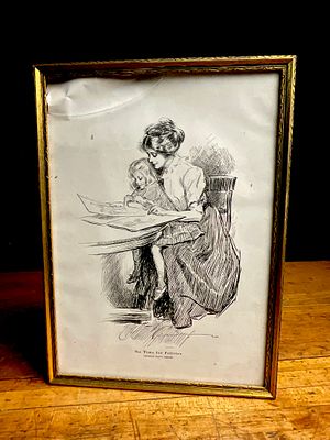 Charles Dana Gibson Pen and Ink Illustration No Time for Politics. This is an antique pen and 