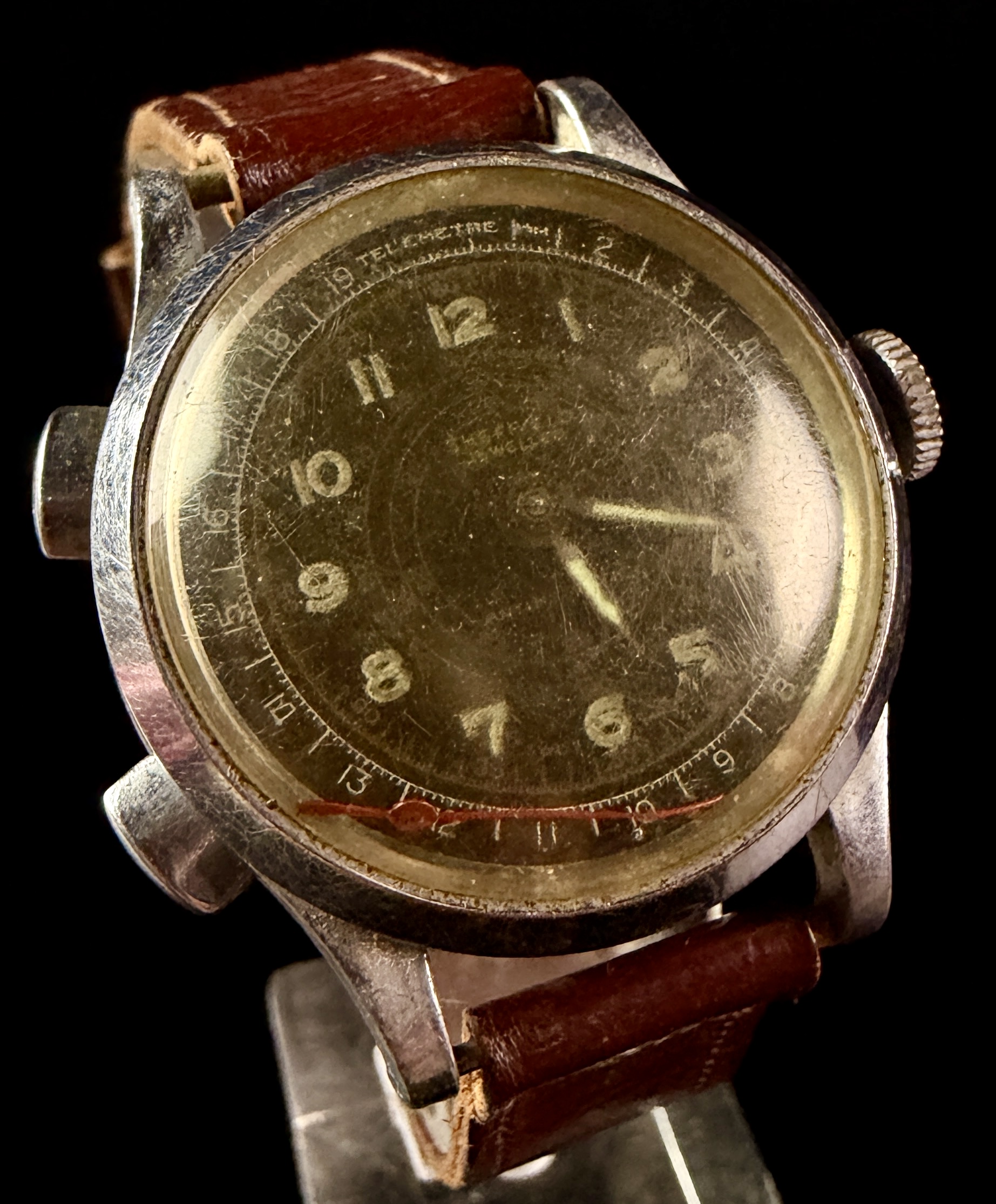 Vintage Chrome Plated Single Button Chronograph Wristwatch