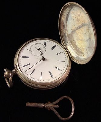 G. Juvet Geneva Silver Key Wind Pocket Watch. A mid-19th-century Swiss pocket watch featuring a 