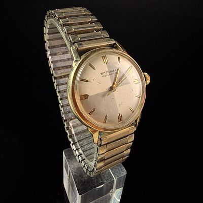Vintage Wittnauer 10K Gold Filled Automatic Wristwatch with Crosshair Dial. A vintage Wittnauer 