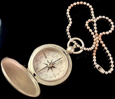 Waltham US Military Issue Nickel Plated Hunter Case Pocket Compass with Bead Chain. This 