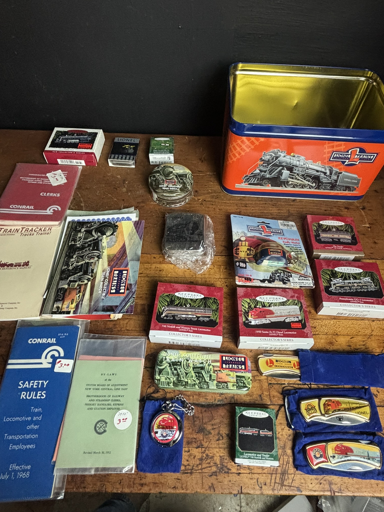 A Collection of Lionel Licensed Memorabilia, Horological Items, and Railroad Ephemera