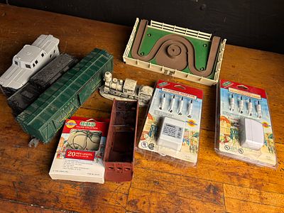A Group of Vintage Lionel O-Gauge Model Train Accessories and Lemax Village Electrical Components. 