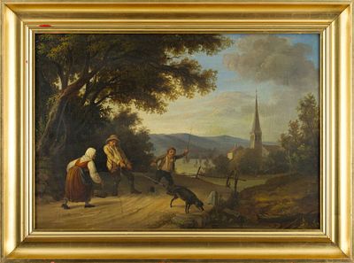 GENRE SCENE "ADVENTURE ON THE WAY FROM THE MARKET". Central Europe (probably Austria or Bohemia) 