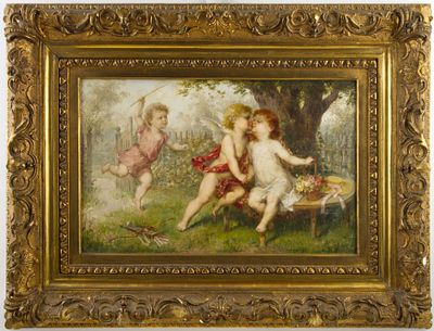 Franz Lefler (1831-1898) - Franz Lefler (1831-1898). CHILDREN’S GAMES IN THE PARK II – CUPID’S 