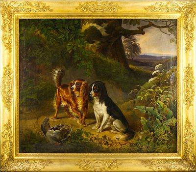 Johann Mathias Ranftl (1805-1854) - Johann Mathias Ranftl (1805-1854). HUNTING DOGS1836Oil on 