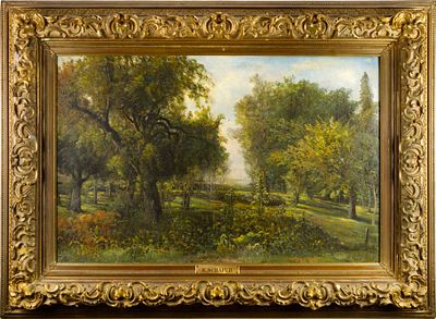 Edmund Sch&auml;fer (1880-1959) - Edmund Sch&auml;fer (1880-1959). SUNNY DAY IN THE PARK (FOREST INTERIOR)Oil 