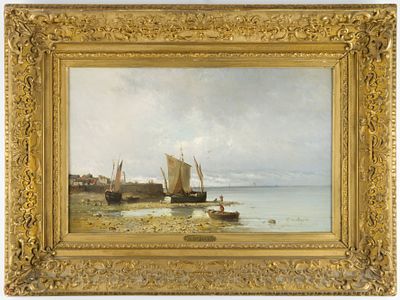 Tony-Fran&ccedil;ois DE BERGUE (1820-1890) - Tony-Fran&ccedil;ois DE BERGUE (1820-1890). HARBOUR ON THE COAST OF 