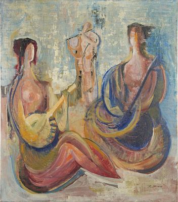 Richard Brun (1908-1980) - Richard Brun (1908-1980). FEMALE MUSICIANS1960sOil on canvas, 75.5&times;65 