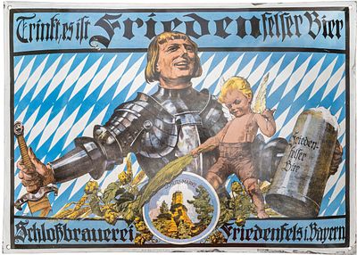 Emailschild Friedenfelser Bier, Schloßbrauerei Friedenfels in Bayern, um 1910 (1-)Emailschild 