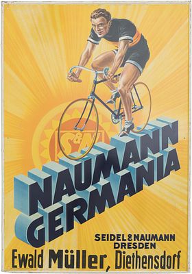 Blechschild Naumann Germania, im Traumzustand! Dresden, um 1910 (1+)Blechschild Naumann 