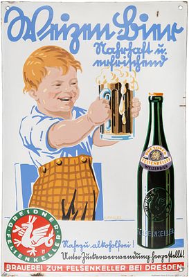 Emailschild Dresdner Felsenkeller, Traumglanz, Dresden um 1920 (1). Emailschild Dresdner 