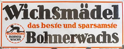 Emailschild Wichsmädel Bohnerwachs, Dresden um 1930 (3+)Emailschild Wichsmädel Bohnerwachs 