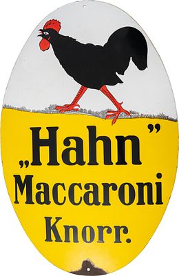 Emailschild Knorr Maccaroni Hahn, Heilbronn um 1910 (2)Emailschild Knorr Maccaroni Hahn 