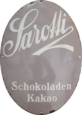 Emailschild Sarotti Schokoladen, Unikat, Berlin, um 1910 (R)Emailschild Sarotti, gewölbt 