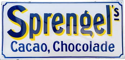 Emailschild Sprengel´s Cacao, Chocolade, Hannover um 1920 (1)Emailschild Sprengel´s Cacao 