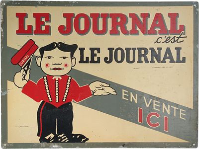 Blechschild Le Journal, Frankreich um 1950 (2)Blechschild Le Journal, flach, lackiert. 