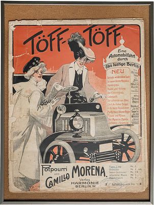 Plakat T&ouml;ff T&ouml;ff, eine Automobilfahrt durch das lustige Berlin, um 1900 (B-)Dekoratives 