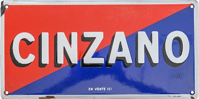 Emailschild Cinzano, Traumglanz! Frankreich um 1950 (1-)Emailschild Cinzano, flach. schr&auml;g 