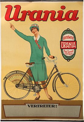 Plakat Urania Fahrradwerke, Cottbus um 1925 (A)Plakat Urania Fahrradwerke. Sehr sch&ouml;ne 