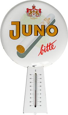 Emailschild, Thermometer Josetti Juno bitte, Berlin um 1950 (2)Emailschild Thermometer Josetti 