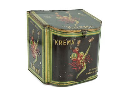 Blechdose Krema, Jean D`Ylen, Frankreich um 1920 (2)Blechdose Krema, lithografiert. Entwurf: 