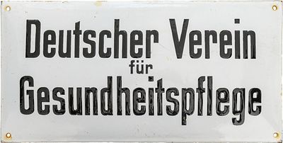 Emailschild Verein f&uuml;r Gesundheitspflege, um 1920 (1)Emailschild "Deutscher Verein f&uuml;r 