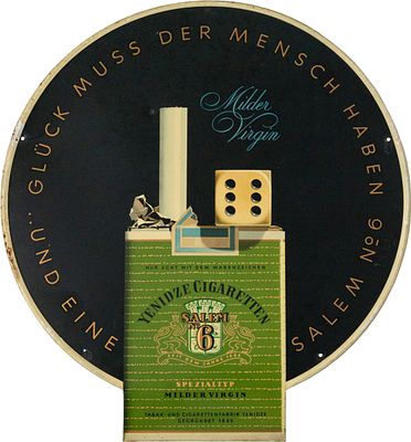 Blechschild Salem Cigaretten, Herbert Leupin, Dresden um 1950 (1-)Blechschild Salem Cigaretten 