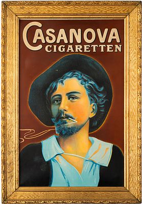 Plakat Casanova Cigaretten im originalen Stuckrahmen, Dresden um 1920 (A+)Extrem seltenes 