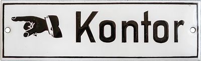 Emailschild, Hinweisschild "Kontor" Traumzustand! Feinster Zuckerguss, um 1910 (1+)Emailschild 