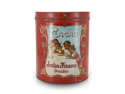 Blechdose, Jordan und Timaeus Cacao, Dresden um 1910 (2-)Gro&szlig;e Jugendstil-Cacao-Blechdose der 