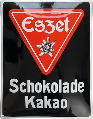Emailschild Eszet Schokolade Kakao, Unglaublicher Zustand! Stuttgart-Untert&uuml;rkheim um 1910 