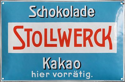 Emailschild Stollwerck Schokolade, Traumzustand! K&ouml;ln um 1910 (1)Emailschild Stollwerck 