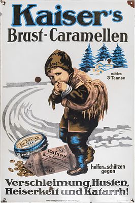 Emailschild Kaiser's Brust-Caramellen, Gro&szlig;format, Beinstein, Waiblingen um 1910 (2)Emailschild 