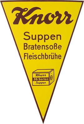 Emailschild Knorr, Gro&szlig;format im Traumzustand! Heilbronn um 1930 (0)Emailschild Knorr Suppen 