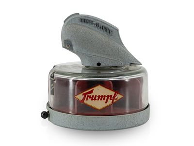 Treff-Glocke, Trumpf Schokolade, Berlin und Aachen um 1950. Trumpf Tischautomat 