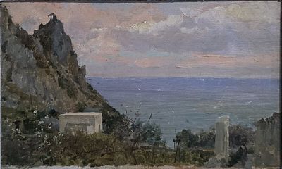 Augusto Lovatti (Roma 1852-Capri 1921) - Augusto Lovatti (Roma 1852-Capri 1921) Scorcio di Capri 