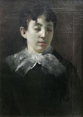 Artista lombardo XIX secolo - Artista lombardo XIX secolo Ritratto di donna Misure:cm.44 x 61 