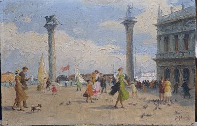 Stefano Novo (Cavarzere 1862-1927) - Stefano Novo (Cavarzere 1862-1927) Venezia Misure:cm.16,5 x 