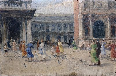 Stefano Novo (Cavarzere 1862-1927) - Stefano Novo (Cavarzere 1862-1927) Venezia Misure:cm.16,5 x 