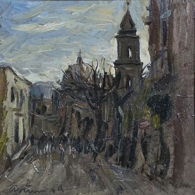 Antonio Asturi(Vico Equense 1904-1986) - Scorcio di Vico EquenseMisure:cm.12,5 x 12,5 senza 