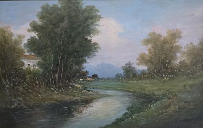 Radames Scoppa (Napoli 1877-1957) - PaesaggioMisure:cm.22 x 35 senza cornice Misure:cm.41 x 54 con 