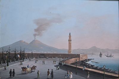 Scuola napoletana XIX secolo - Molo Beverello, NapoliMisure:cm.34 x 48 senza cornice Misure:cm.51 